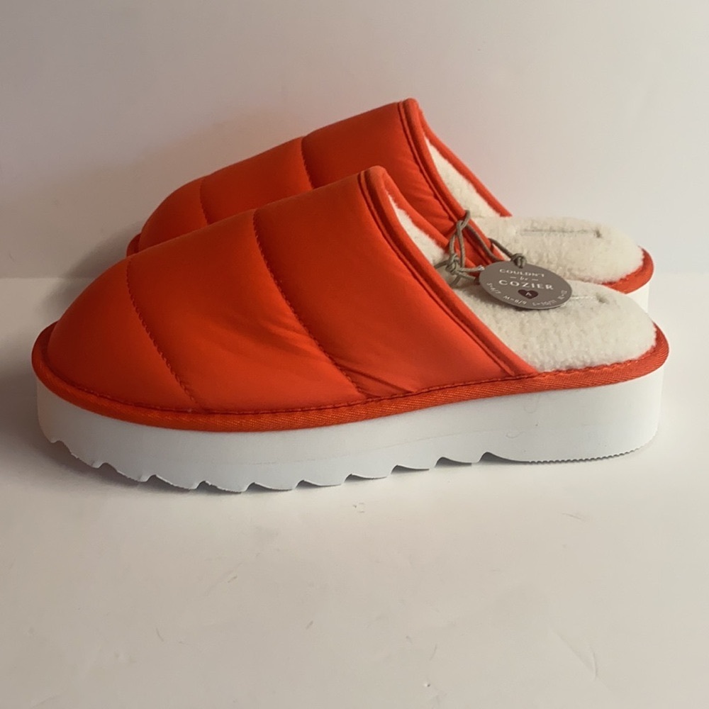 NWT Anthropologie Maeve-puff platform slippers in coral.Size 10 - Picture 2 of 6